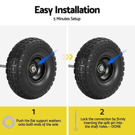 Gardeon rubber wheel, 26cm, 2pcs, double size.