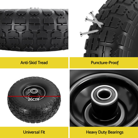 Gardeon rubber wheel, 26cm, 2pcs, double size.