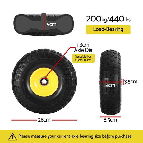 Gardeon rubber wheel, 26cm, 2pcs, double size.