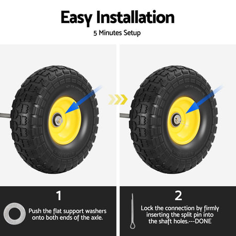 Gardeon rubber wheel, 26cm, 2pcs, double size.