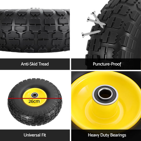 Gardeon rubber wheel, 26cm, 2pcs, double size.