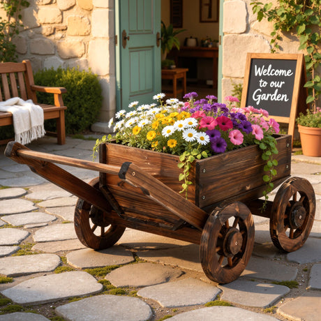 Gardeon wooden planter cart, lightweight.