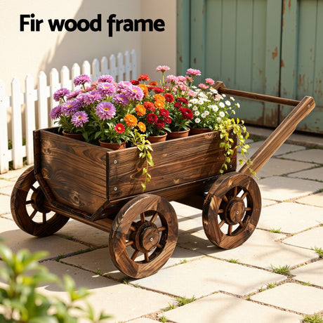 Gardeon wooden planter cart, lightweight.