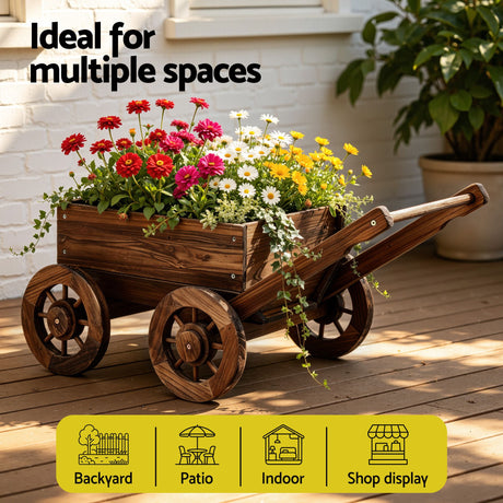Gardeon wooden planter cart, lightweight.