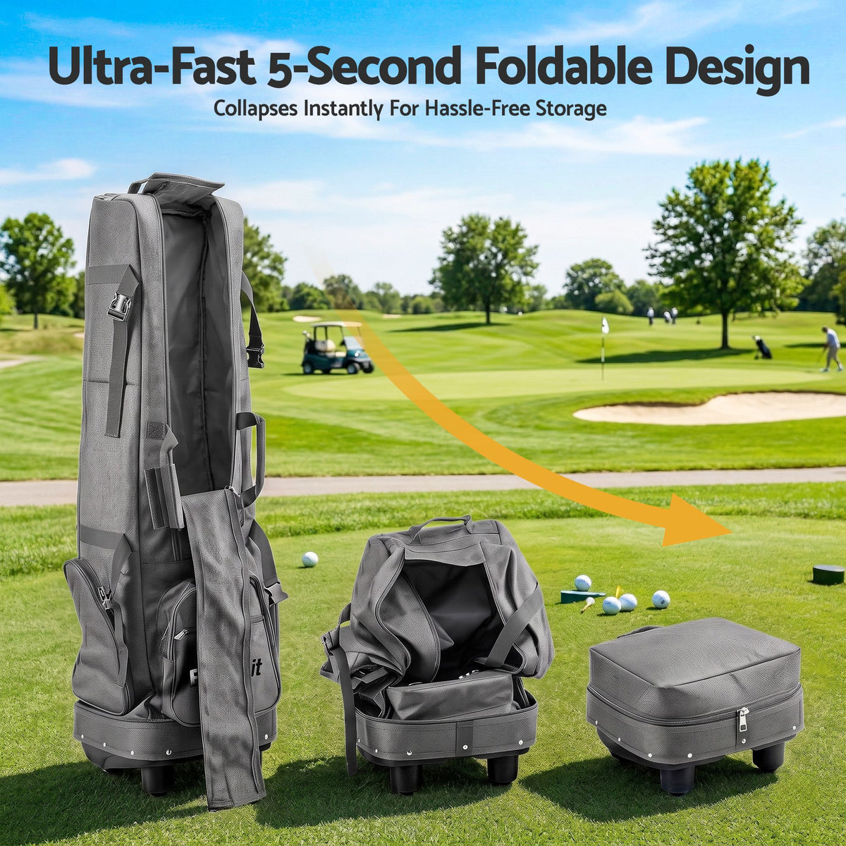 Everfit Golf Travel Bag Flight Cover Foldable Soft Case Wheels Grey