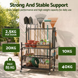 Gardeon Garden Tool Organizer Rack 16 Slots Rolling Garage Storage with Hooks - Shoppers Spot Tools > Tools Storage > Wall Storage Racks - Alternate view 2