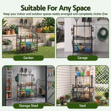 Gardeon Garden Tool Organizer Rack 16 Slots Rolling Garage Storage with Hooks - Shoppers Spot Tools > Tools Storage > Wall Storage Racks - Alternate view 4