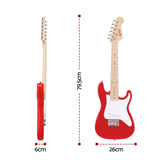 Alpha 30 Inch Junior Electric Guitar Beginner Set with 3W Mini Amp Carry Bag and Accessories Red.