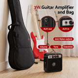 Alpha 30 Inch Junior Electric Guitar Beginner Set with 3W Mini Amp Carry Bag and Accessories Red.