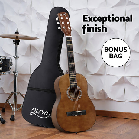Alpha steel portable string acoustic guitar.