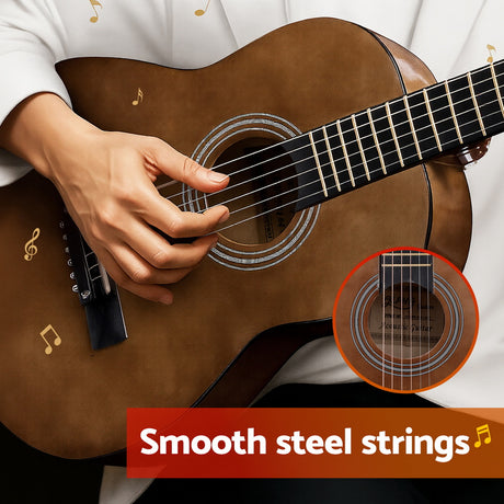 Alpha steel portable string acoustic guitar.