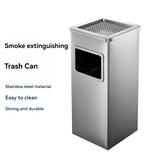 Dolphy Stainless Steel Ashtray Bin 24L – Smoke Extinguishing Trash Can with Removable Galvanized Inner Bucket, Anti-Fingerprint SUS201, Square Design, Silver (DWBN0106)