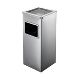 Dolphy Stainless Steel Ashtray Bin 24L – Smoke Extinguishing Trash Can with Removable Galvanized Inner Bucket, Anti-Fingerprint SUS201, Square Design, Silver (DWBN0106)