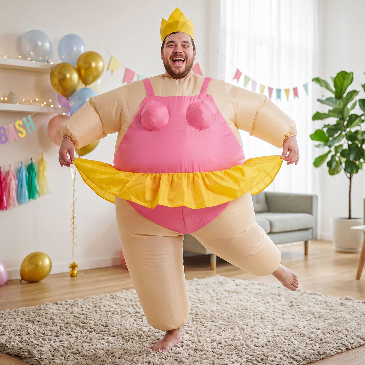 Inflatable Costume Funny Fat Suit Fancy Dress Adult Party Outfit Pink One Size - Shoppers Spot Occasions > Costumes > Costumes & Accessories - Alternate view 9