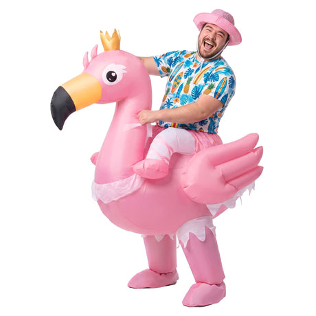Pink inflatable flamingo adult party, lightweight.