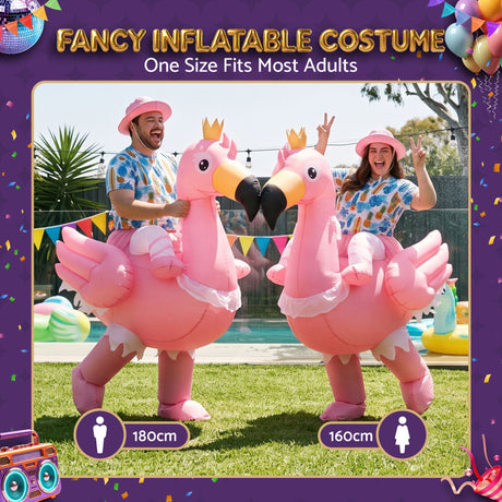 Pink inflatable flamingo adult party, lightweight.