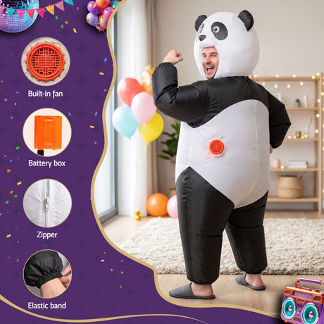 Black inflatable dress adult party, lightweight.
