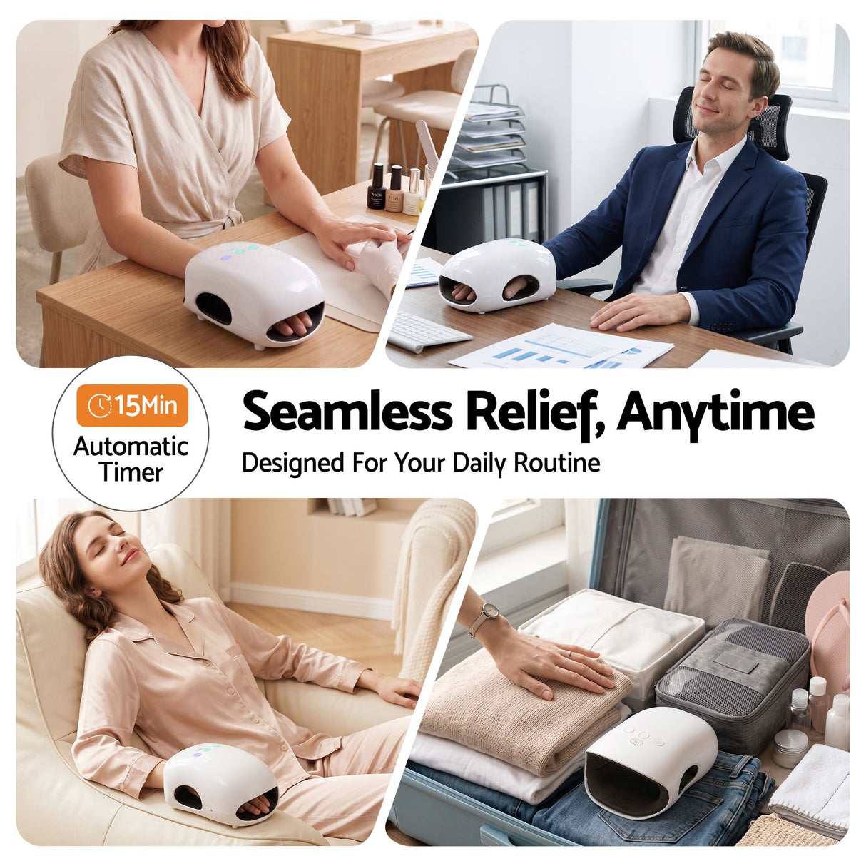 Livemor Hand Massager with Heat and Compression Cordless 3 Modes 3 Temperatures