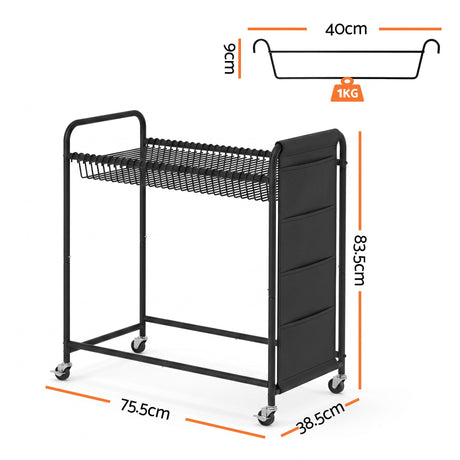 Artiss Pants Trolley Mobile Clothes Rack Clothing Stand with 30 Hangers Wheels Storage Organizer Bag - Shoppers Spot Furniture > Living Room > Coat Racks - Alternate view 3