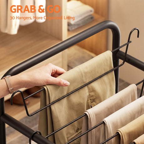 Artiss Pants Trolley Mobile Clothes Rack Clothing Stand with 30 Hangers Wheels Storage Organizer Bag - Shoppers Spot Furniture > Living Room > Coat Racks - Alternate view 5