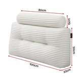 Giselle wedge pillow headboard with non-flattening shredded foam core, perfect for dorm reading or sofa lap desk, 330g corduroy cover, side pockets, King Single