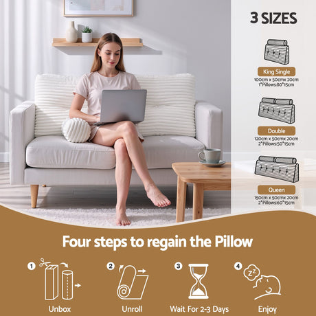 Corduroy wedge pillow, king single size.