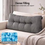 Giselle Headboard Pillow for Sitting in Bed, Upgraded Shredded Foam Reading Wedge Cushion for Lumbar Support, 320g Corduroy Backrest with Side Pockets for Dorm Daybed, Double