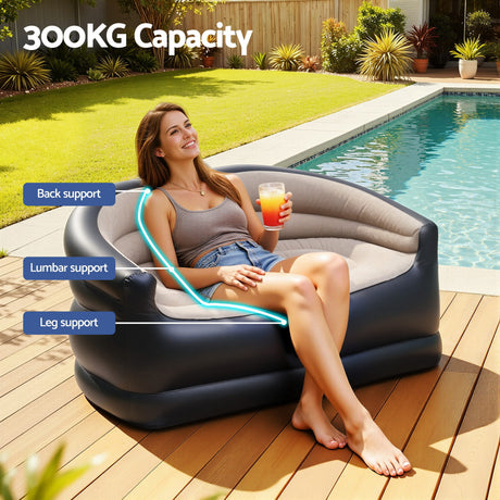 Inflatable seater lounge chair, lightweight.
