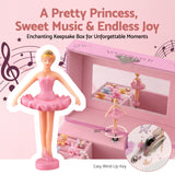 Keezi Kids Jewellery Box Organiser for Girls Kids Music Box Princess Pink