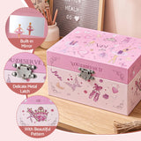 Keezi Kids Jewellery Box Organiser for Girls Kids Music Box Princess Pink