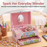 Keezi Kids Jewellery Box Organiser for Girls Kids Music Box with Drawer