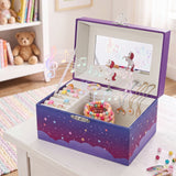 Keezi Kids Jewellery Box Organiser for Girls Kids Music Box Unicorn Purple