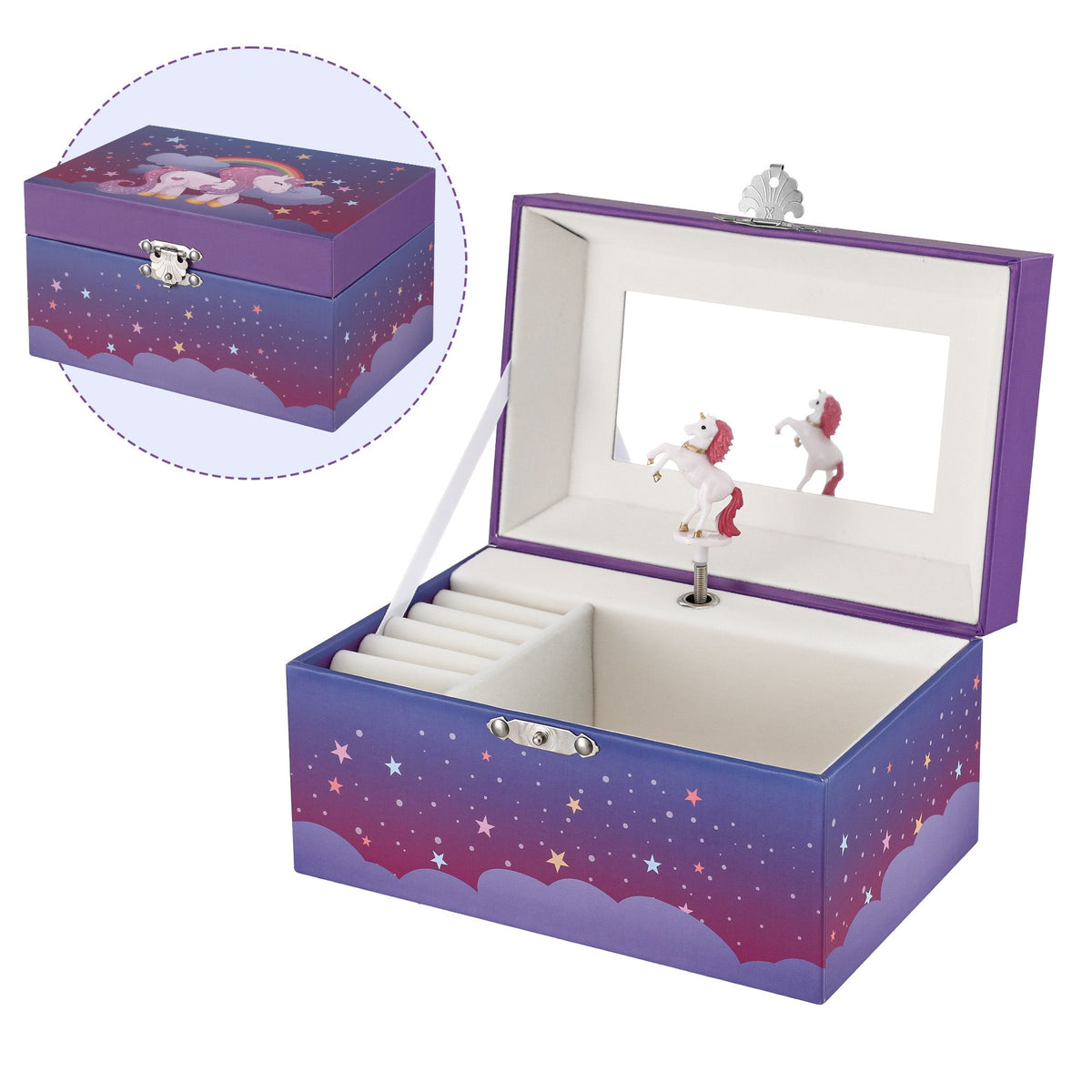 Keezi Kids Jewellery Box Organiser for Girls Kids Music Box Unicorn Purple