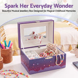 Keezi Kids Jewellery Box Organiser for Girls Kids Music Box Unicorn Purple