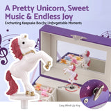 Keezi Kids Jewellery Box Organiser for Girls Kids Music Box Unicorn Purple