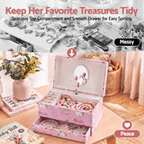 Keezi Kids Jewellery Box Organiser for Girls Kids Music Box with Mirror