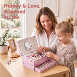 Keezi Kids Jewellery Box Organiser for Girls Kids Music Box with Mirror