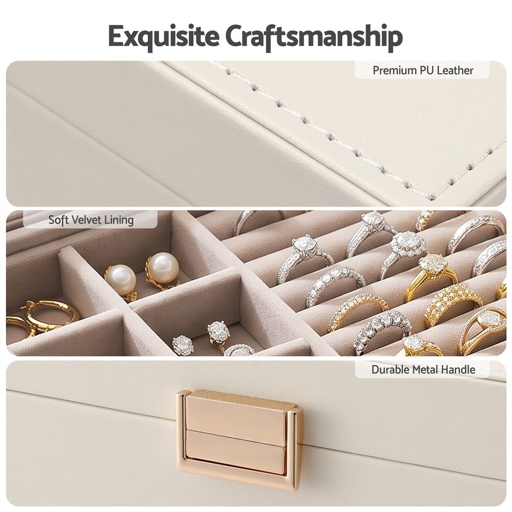Embellir 2 Layer Jewellery Box Organiser with Clear Lid White
