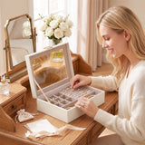 Embellir 2 Layer Jewellery Box Organiser with Clear Lid White