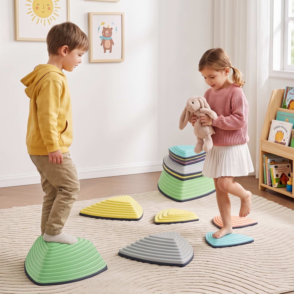 Keezi Kids Stepping Stones 6PCS Balance Stones Indoor Outdoor Toy