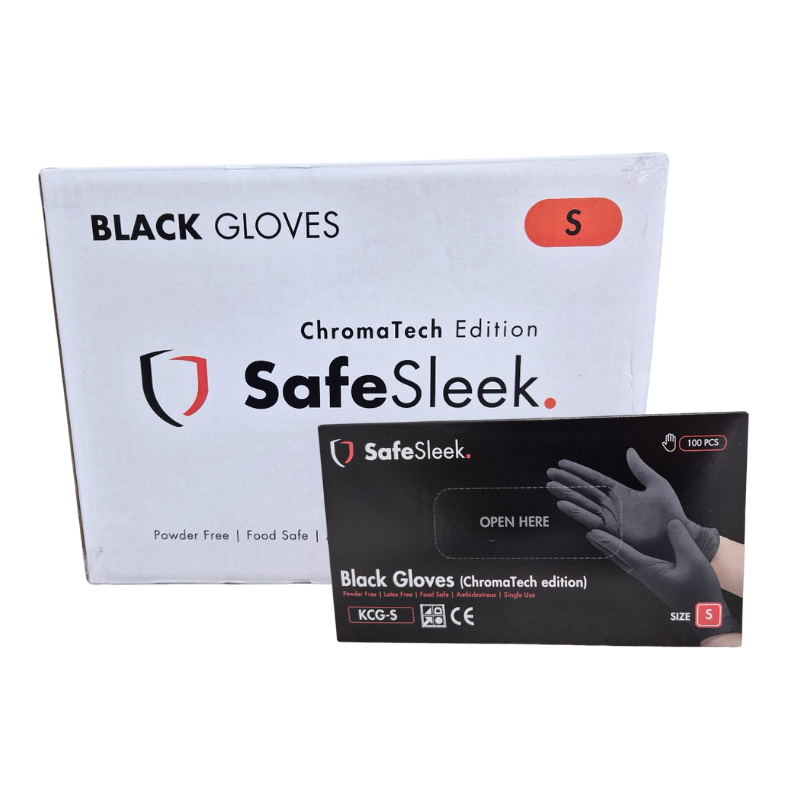 Black ChromaTech™ Premium Nitrile Blend Gloves – Powder-Free, Heavy Duty (Medium & Large, Box of 100 / Carton of 10)