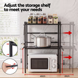 Artiss Kitchen Bakers Rack 40-60CMX78CM Metal Microwave Stand Black