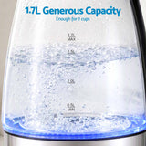 Devanti 1.7L Glass Electric Kettle.