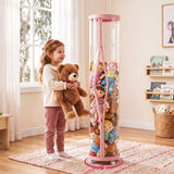 Keezi Stuffed Animal Storage Tube 128cm with Wheels Kids Plush Toy Organiser Pink Transparent Dual Zipper