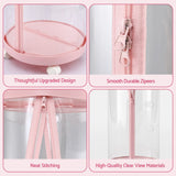 Keezi Stuffed Animal Storage Tube 128cm with Wheels Kids Plush Toy Organiser Pink Transparent Dual Zipper