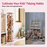 Keezi Stuffed Animal Storage Tube 128cm with Wheels Kids Plush Toy Organiser Pink Transparent Dual Zipper