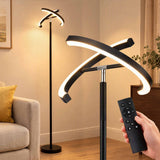 Artiss LED Floor Lamp with Dual Rotating Heads, Dimmable Light and Remote Control Black 20W.