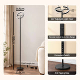 Artiss LED Floor Lamp with Dual Rotating Heads, Dimmable Light and Remote Control Black 20W.