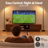 Artiss LED Floor Lamp with Dual Rotating Heads, Dimmable Light and Remote Control Black 20W.