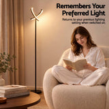 Artiss LED Floor Lamp with Dual Rotating Heads, Dimmable Light and Remote Control Black 20W.